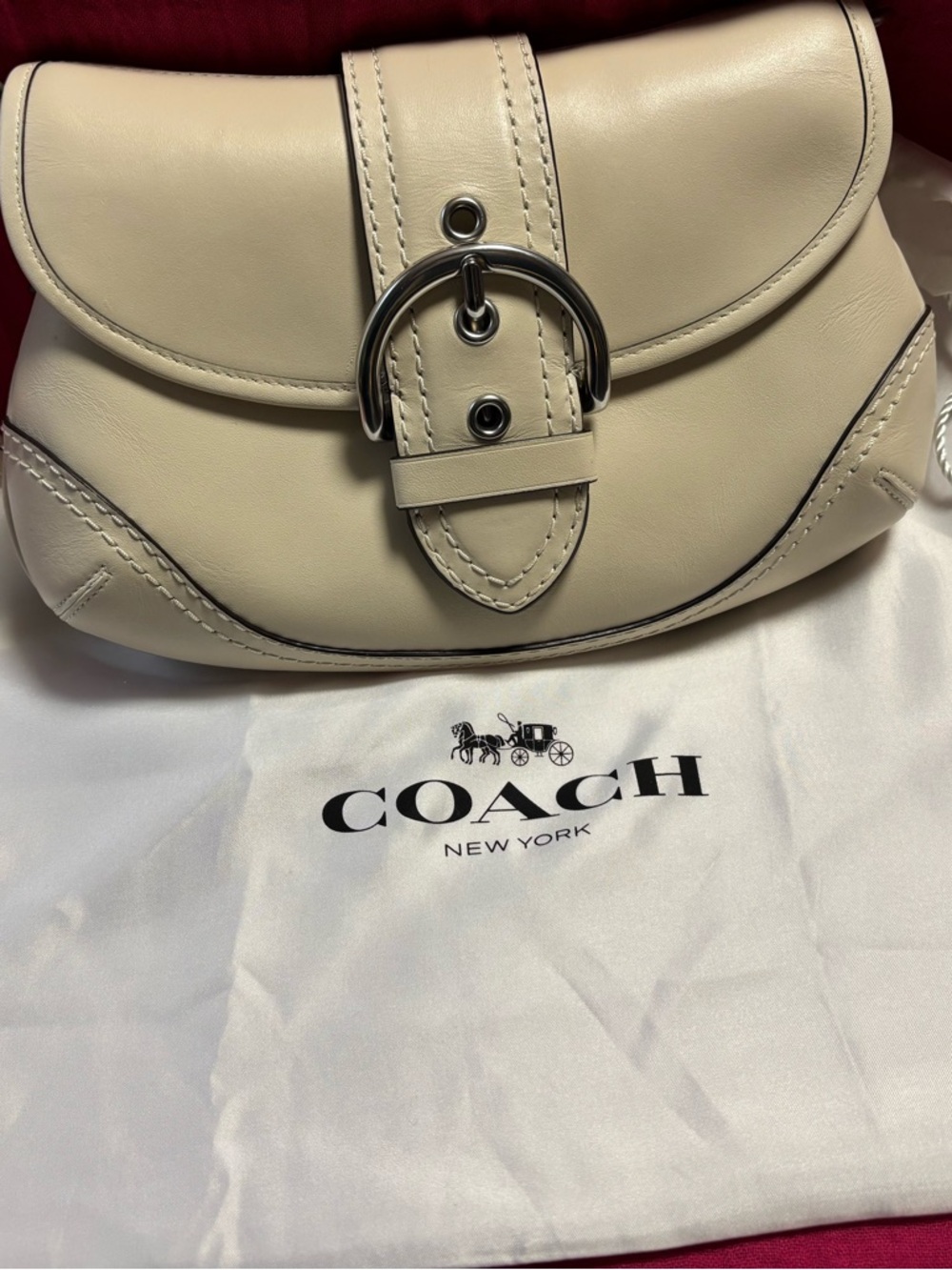 Coach Soho Signature leather Buckle Flap handbag with Silver Hardware